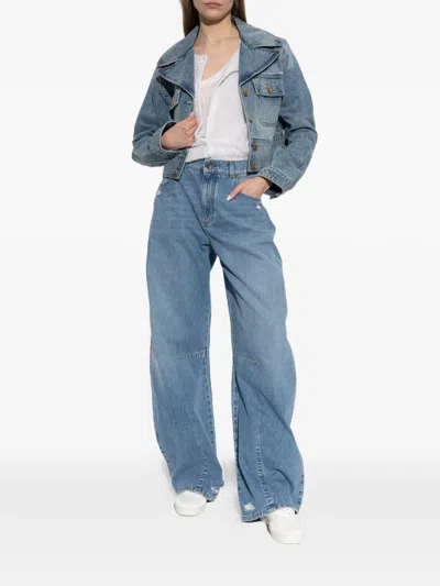 Michael Michael Kors Button Cropped Jacket In Blue