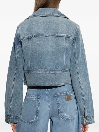 Michael Michael Kors Button Cropped Jacket In Blue
