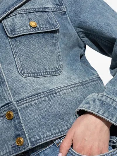 Michael Michael Kors Button Cropped Jacket In Blue