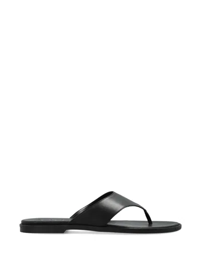 Aeyde Minimalist Wide Strap Toe Post Sandals In Black
