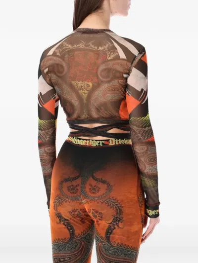 Ottolinger Mesh Semi Transparent Paisley Long Top In Multi