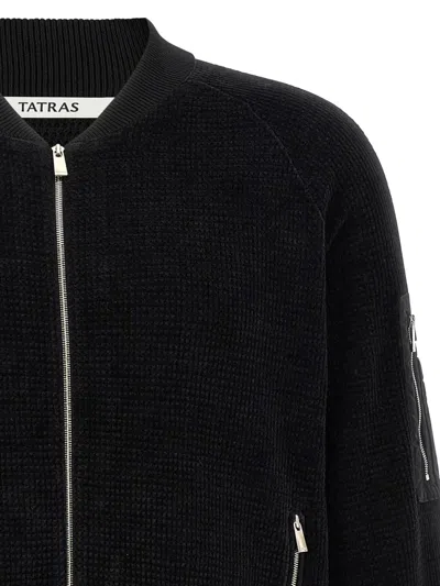 Tatras Gavrio Bomber Jacket Textured Fabric Ribbed Cuffs In Black