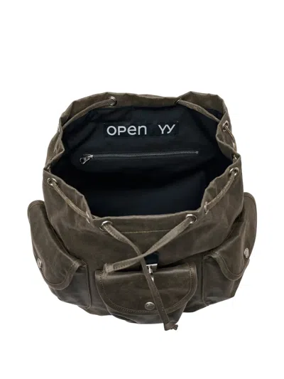 Open Yy Flap-pocket Backpack In Brown