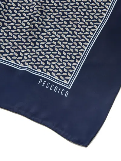 Peserico Geometric-pattern Scarf In Blue