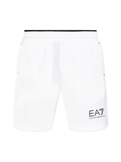 Ea7 Ventus7 Technical Fabric Shorts In White