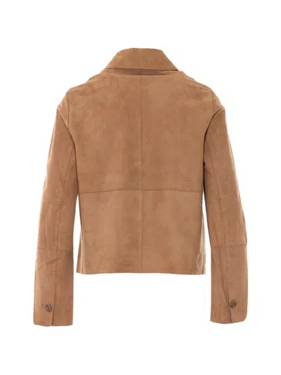 Bully Frontal-button Suede Jacket In Brown