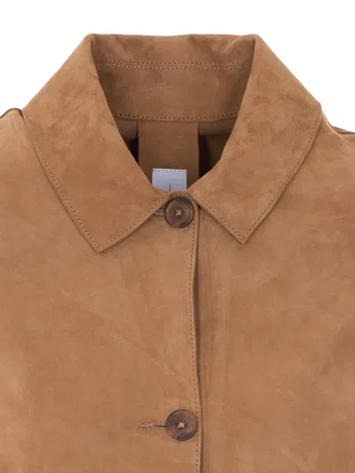 Bully Frontal-button Suede Jacket In Brown
