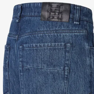 Fendi Leather-patch Jeans In Blue