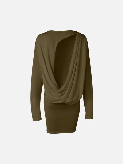 Jacquemus The Mistral Open-back Draped Jersey Mini Dress In Green