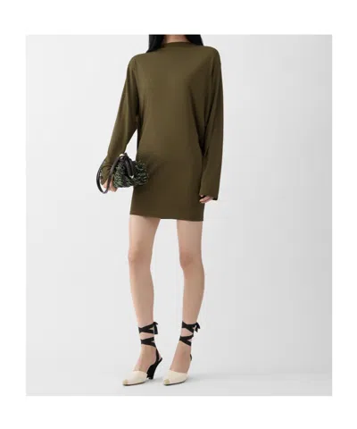 Jacquemus The Mistral Open-back Draped Jersey Mini Dress In Green