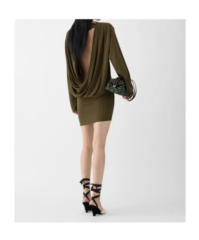 Jacquemus The Mistral Open-back Draped Jersey Mini Dress In Green