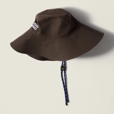 Miu Miu Denim Bucket Hat In Brown
