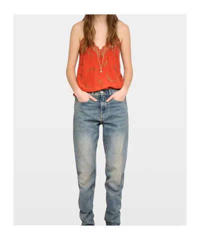 Zadig & Voltaire Womens Spice Christy Rhinestones-embellished Silk Camisole Xs In Orange