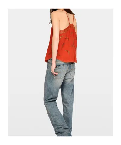 Zadig & Voltaire Womens Spice Christy Rhinestones-embellished Silk Camisole Xs In Orange