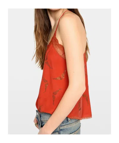 Zadig & Voltaire Womens Spice Christy Rhinestones-embellished Silk Camisole Xs In Orange