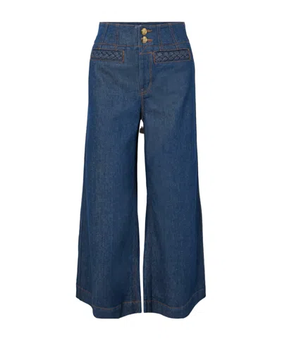 Zimmermann Aster Cropped Flared-leg Denim Jeans In Blue