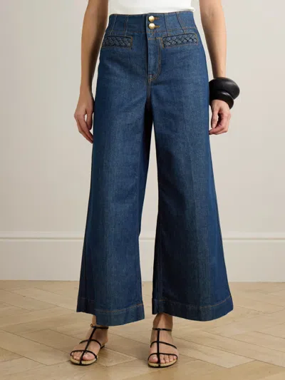 Zimmermann Aster Cropped Flared-leg Denim Jeans In Blue