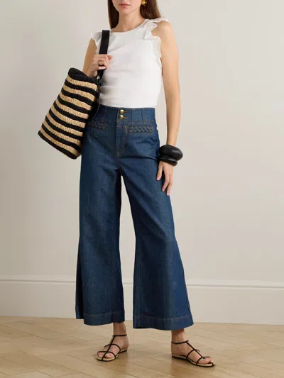 Zimmermann Aster Cropped Flared-leg Denim Jeans In Blue