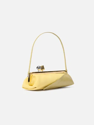 Jacquemus Salon Mais Suede And Patent-leather Clutch In Yellow