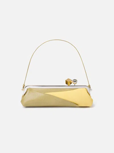 Jacquemus Salon Mais Suede And Patent-leather Clutch In Yellow