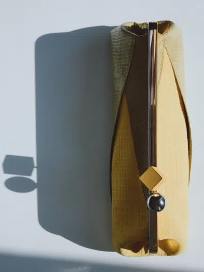 Jacquemus Salon Mais Suede And Patent-leather Clutch In Yellow