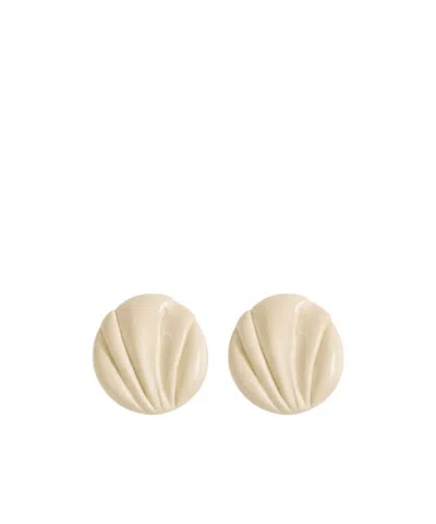 Chloé Mini Shell Shaped Brass Earrings In White