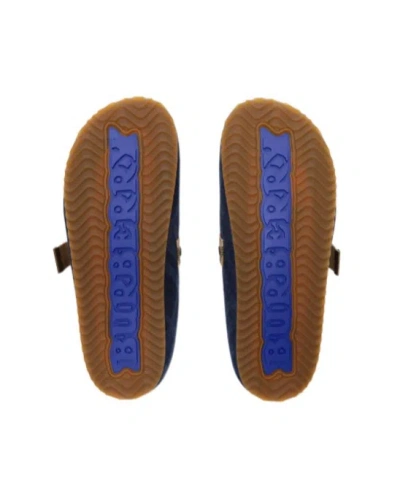 Burberry Lf Urchin Mules Cotton Check Pattern In Blue