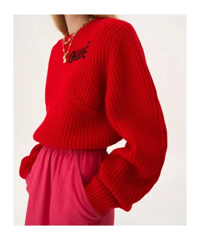 Chloé Chloe Rd Ls Logo Jumper Red In Red