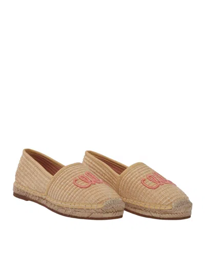 Chloé Chloe Kids Logo Embroidered Raffia Espadrilles In Brown