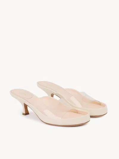 Chloé Womens Chloe Junie Leather And Pvc Heeled Sandals In Neutral