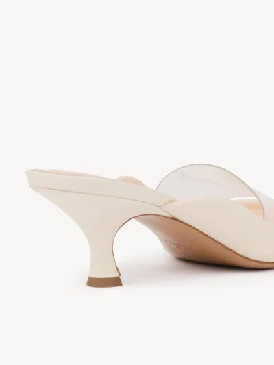 Chloé Womens Chloe Junie Leather And Pvc Heeled Sandals In Neutral