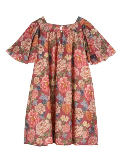Chloé Kids Floral Ruffled Cotton And Silk Dress In Multi