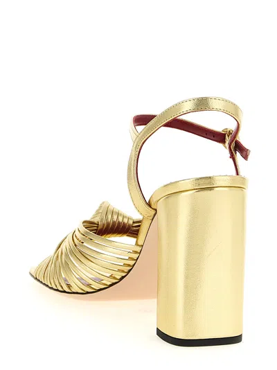 Valentino Garavani 90mm Vlogo Anne Metallic Leather Block-heel Sandals In Yellow