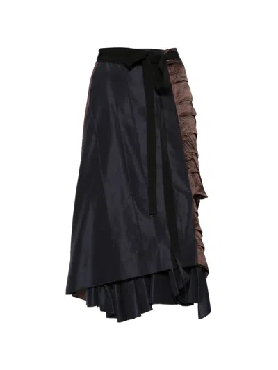 Prada Asymmetric Patchwork Skirt In Virgin Wool, Blue In Blue