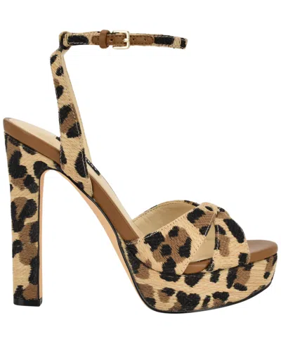Nine West Wilda Ankle Strap Platform Sandal In Brown