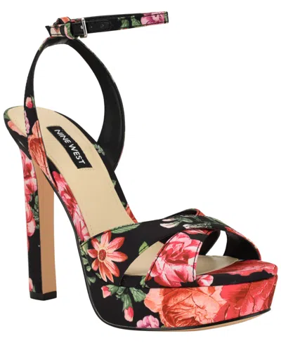 Nine West Wilda Ankle Strap Platform Sandal In Black