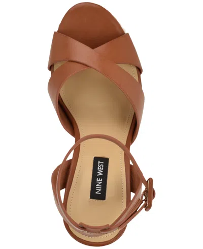 Nine West Ankle Strap Platform Sandal In Brown