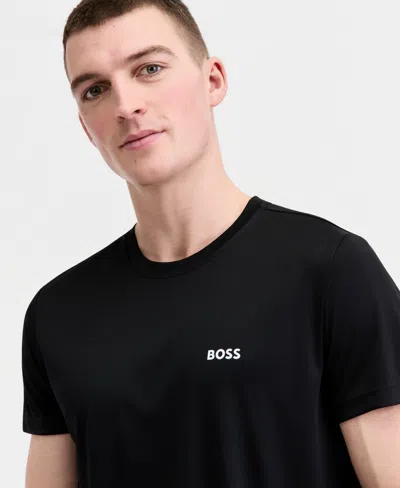 Hugo Boss Tee Mens Stretch Cotton T-shirt With Contrast Logo Nos In Black
