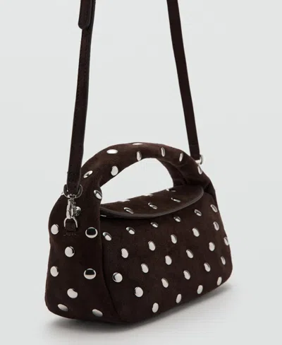 Mango Sandra Suede Top Handle Bag In Brown