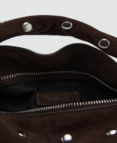 Mango Sandra Suede Top Handle Bag In Brown