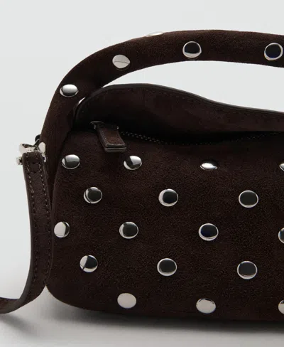Mango Sandra Suede Top Handle Bag In Brown