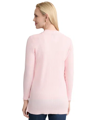 Jones New York Womens Sutton Ribbed Scoop Neck Tank Top Long Sleeve Side Vent Cardigan In Pink