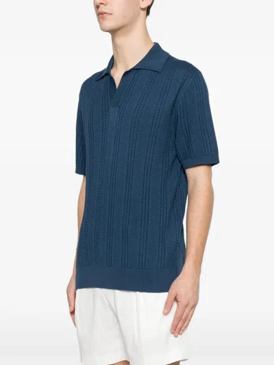 Canali Textured T-shirt In Blue