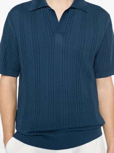 Canali Textured T-shirt In Blue