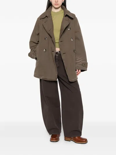 6397 Great Double-breasted Collared Jacket In Brown