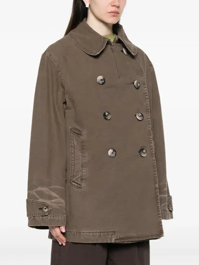 6397 Great Double-breasted Collared Jacket In Brown