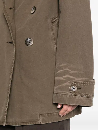 6397 Great Double-breasted Collared Jacket In Brown