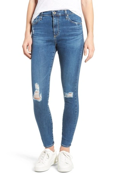 Ag The Farrah High Waist Ankle Skinny Jeans (interim Ripped) In Interim Destroyed