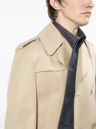Junya Watanabe Cotton Double-breasted Coat In Brown