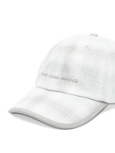 Feng Chen Wang Checked Baseball Cap In Gray